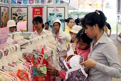 Người dân mua hàng Việt Nam tại một hội chợ. (Ảnh minh họa: Thế Duyệt/TTXVN)