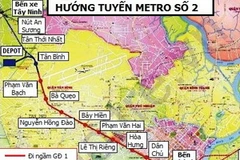 Hướng tuyến metro số 2 Thành phố Hồ Chí Minh. (Ảnh: Internet)