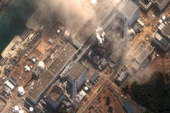 Nhà máy điện hạt nhân Fukushima 1 sau trận siêu động đất-sóng thần ngày 11/3. (Nguồn: Internet)