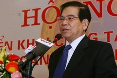 Chủ tịch nước Nguyễn Minh Triết đến dự và phát biểu tại hội nghị. (Ảnh: Nguyễn Khang/TTXVN)