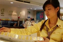 Sản phẩm của vàng miếng SJC. (Ảnh: Trần Việt/TTXVN)