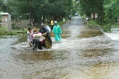 Mưa to gây ngập ở Quảng Trị. (Ảnh: Hồ Cầu/TTXVN)