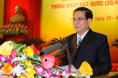 Chủ tịch nước Nguyễn Minh Triết đọc diễn văn tại lễ kỷ niệm. (Ảnh: Đinh Xuân Tuân/TTXVN).