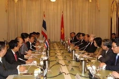 Tổng Bí thư Nguyễn Phú Trọng hội đàm với Thủ tướng Thái Lan Yingluck Shinawatra. (Ảnh: Trí Dũng/TTXVN)