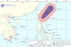 Vị trí và đường đi của cơn bão. (Nguồn: Trung tâm Dự báo Khí tượng Thủy văn Trung ương)