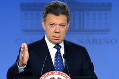 Tổng thống Santos thông báo quyết định quân sự hóa thủ đô Bogota. (Ảnh: Phủ Tổng thống Colombia)