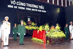Lễ tang Thượng tướng Nguyễn Nam Khánh được tổ chức trọng thể tại Nhà tang lễ Quốc gia theo nghi thức Lễ tang cấp Nhà nước. (Ảnh: Trọng Đức/TTXVN)