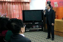 Đại sứ Việt Nam tại Hàn Quốc Trần Trọng Toàn chúc Tết bà con Việt kiều. (Ảnh: Anh Nguyên/Vietnam+)