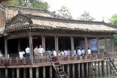 Toàn cảnh di tích Xung Khiêm Tạ trong ngày khởi công trùng tu. (Ảnh: Quốc Việt/TTXVN)