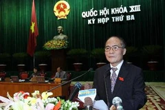 Chủ tịch Quốc hội Nguyễn Sinh Hùng đọc diễn văn khai mạc. (Ảnh: Nhan Sáng/TTXVN)