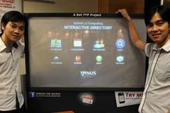 Ken Nguyen (phải) và Torin Nguyen bên công trình của mình. (Ảnh: Straits Times)