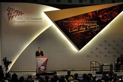 Thủ tướng Singapore Lý Hiển Long phát biểu tại hội nghị. (Ảnh: Daylife).