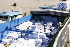 Công ty lương thực Sông Hậu thành phố Cần Thơ xuất khẩu gạo. (Ảnh: Đình Huệ/TTXVN)