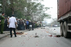 Hiện trường vụ tai nạn. (Ảnh: Hoàng Ngọc/Vietnam+)