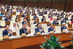 Tổng Bí thư Tô Lâm, Thủ tướng Phạm Minh Chính, Chủ tịch nước Lương Cường và các đại biểu Quốc hội tại phiên họp. (Ảnh: Văn Điệp/TTXVN)