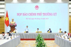 Họp báo Chính phủ thường kỳ tháng 10 năm 2021. (Ảnh: Minh Đức/TTXVN)