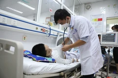 Bác sỹ theo dõi sức khỏe cho một bệnh nhân. (Ảnh: PV/Vietnam+)