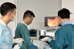 Các bác sĩ nội soi cho một bệnh nhân tại Bệnh viện Bạch Mai. (Ảnh: PV/Vietnam+)
