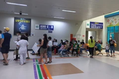Trẻ đến khám tại Bệnh viện Nhi Trung ương. (Ảnh: PV/Vietnam+)