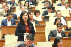 Bộ trưởng Bộ Y tế Đào Hồng Lan giải trình, làm rõ vấn đề đại biểu Quốc hội nêu. (Ảnh: Phương Hoa/TTXVN)