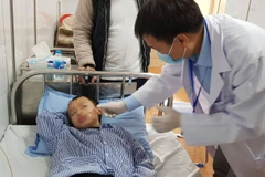 Bé trai đang điều trị tại Bệnh viện Việt Nam-Cuba. (Ảnh: PV/Vietnam+)