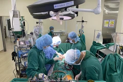 Các bác sỹ Bệnh viện tim Hà Nội thực hiện một ca phẫu thuật. (Ảnh: PV/Vietnam+)