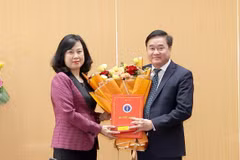 Bộ trưởng Bộ Y tế Đào Hồng Lan trao quyết định bổ nhiệm chức vụ Cục trưởng Cục Y tế dự phòng cho Tiến sĩ Hoàng Minh Đức. (Ảnh: PV/Vietnam+)