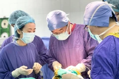 Các bác sỹ thực hiện ca phẫu thuật cho bệnh nhân. (Ảnh: PV/Vietnam+)
