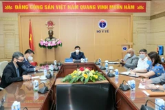 Các điểm cầu trực tuyến trong cuộc họp giữa Bộ Y tế Việt Nam và Cu ba. (Ảnh: PV/Vietnam+)