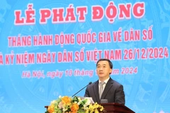 Thứ trưởng Bộ Y tế Trần Văn Thuấn phát biểu tại buổi lễ. (Ảnh: PV/Vietnam+)