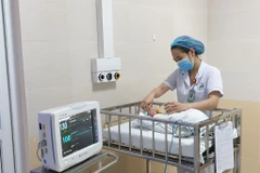 Nhân viên y tế chăm sóc cho trẻ sơ sinh tại Bệnh viện Đa khoa Đức Giang. (Ảnh: PV/Vietnam+)