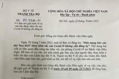 Văn bản yêu cầu của Bộ Y tế gửi Bệnh viện Hữu Nghị.