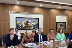 Các chuyên gia y tế từ Đại học Queensland (Australia) trong buổi làm việc với Trường Đại học Y Hà Nội. (Ảnh: PV/Vietnam+)