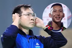 Hoàng Xuân Vinh đang bất ngờ bị dẫn bởi Nghiêm Xuân Tú (ảnh nhỏ) trong cuộc bầu chọn Cúp chiến thắng. (Ảnh: Minh Chiến/Vietnam+)