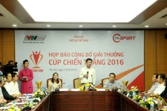 Trưởng đoàn thể thao Việt Nam tại Olympic Trần Đức Phấn trong cuộc họp báo công bố Cúp Chiến thắng 2016. (Ảnh: PV/Vietnam+)