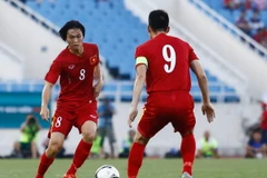 Tuấn Anh (số 8) nhiều khả năng sẽ vào sân từ ghế dự bị. (Ảnh: Minh Chiến/Vietnam+)