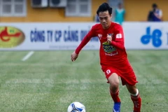 Văn Toàn ghi bàn đầu tiên sau gần sáu tháng tịt ngòi ở câu lạc bộ. (Ảnh: Minh Chiến/Vietnam+)