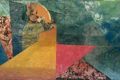 "Bóng nắng," sơn mài trên toan của Nguyễn Thế Hùng. (Ảnh: NVCC)