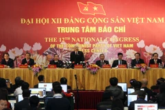 Tổng Bí thư Nguyễn Phú Trọng chủ trì buổi họp báo sau khi bế mạc Đại hội. (Ảnh: TTXVN)