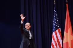Tổng thống Barack Obama đã có bài phát biểu đặc biệt trước gần 2.000 thanh niên, đại diện cho giới trẻ Việt Nam. (Ảnh: Minh Sơn/TTXVN)