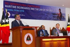 Thủ tướng Timor-Leste Rui Maria de Araujo phát biểu khai mạc hội nghị. (Ảnh: Lâm Khánh/TTXVN)