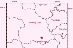 Bản đồ chấn tâm trận động đất. (Nguồn ảnh: Viện Vật lý địa cầu)