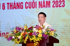 Bộ Trưởng Bộ Tài chính Hồ Đức Phớc phát biểu tại Hội nghị. (Ảnh: PV/Vietnam+)