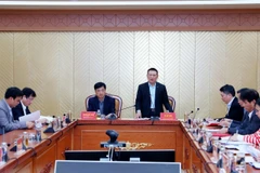 Bộ trưởng Bộ Tài chính Hồ Đức Phớc phát biểu tại Hội nghị. (Ảnh: Phạm Hậu/TTXVN)