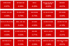 Giá trị vốn hóa của 22/25 nhóm ngành đã bị thổi bay từ 3%-6%. (Nguồn: Vietstock)