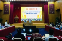 Họp báo chuyên đề về kết quả công tác trọng tâm của hệ thống kho bạc trong 6 tháng đầu năm, ngày 11/7. (Ảnh: Hạnh Nguyễn/Vietnam+)