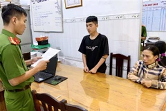 Ngô Thái Thi tại cơ quan công an. (Ảnh: TTXVN phát)