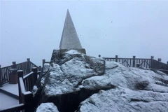 Tuyết rơi phủ trắng đỉnh Fansipan. (Ảnh: Quốc Khánh/TTXVN)