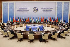 Quang cảnh Hội nghị thượng đỉnh Tổ chức Hợp tác Thượng Hải (SCO) ở Samarkand, Uzbekistan ngày 16/9/2022. (Ảnh: AFP/TTXVN)
