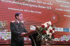 Thượng tướng Lương Đình Hồng, Chính ủy Học viện Quốc phòng Việt Nam phát biểu. (Ảnh: Phạm Kiên/TTXVN)